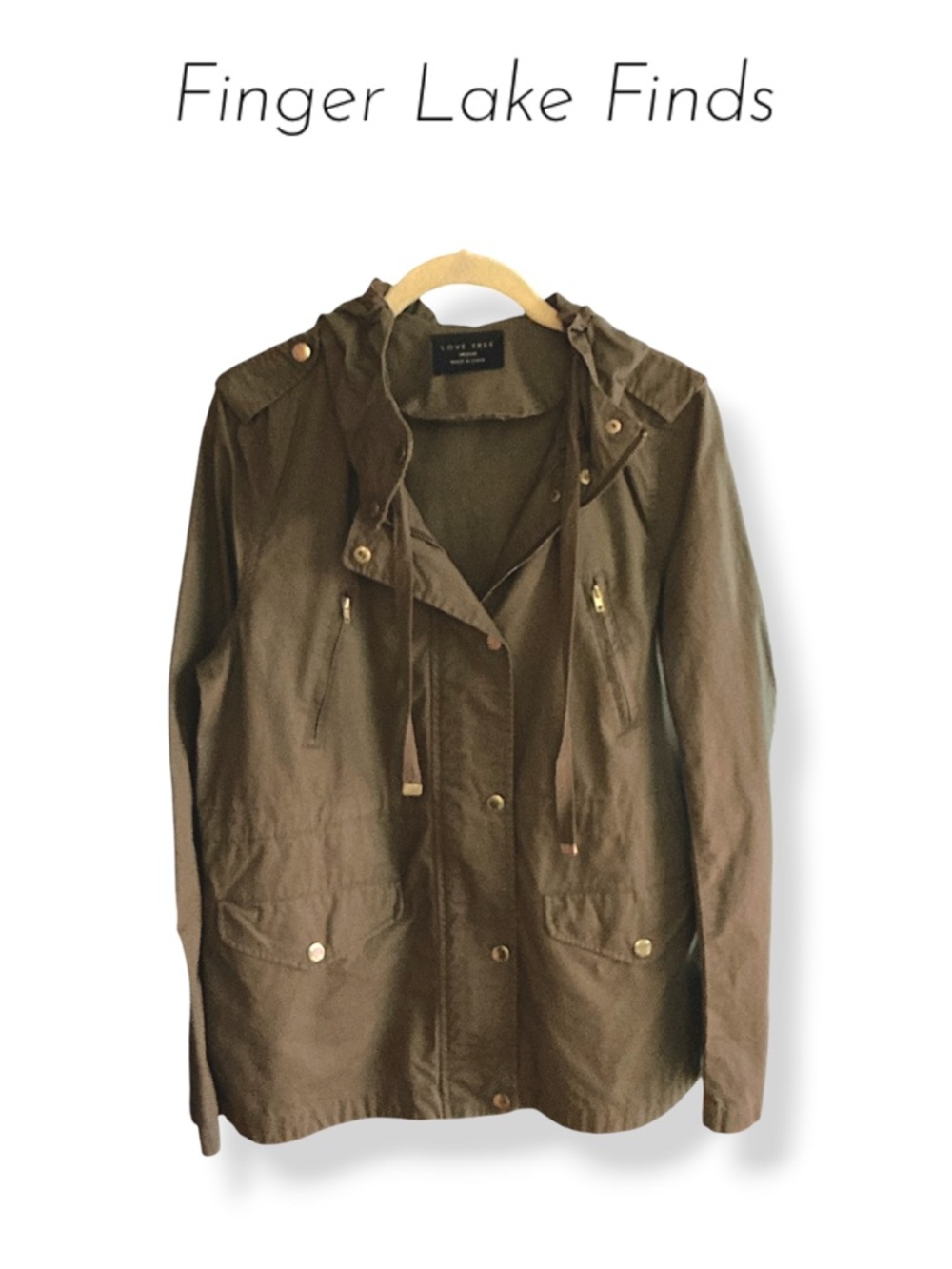 Love Tree Hooded Cotton Utility Jacket, M